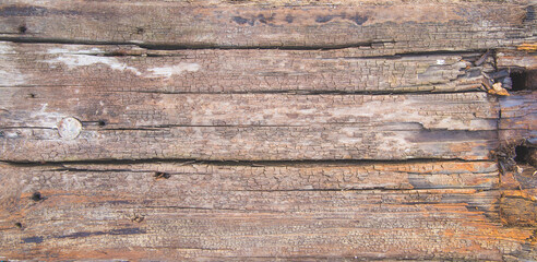 Fototapeta premium Rustic wooden background texture: Closeup of old wooden planks
