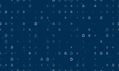 Seamless background pattern of evenly spaced white soap symbols of different sizes and opacity. Vector illustration on dark blue background with stars