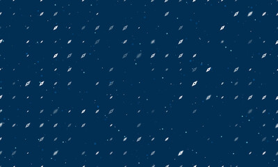 Seamless background pattern of evenly spaced white compass symbols of different sizes and opacity. Vector illustration on dark blue background with stars