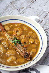 Homemade White Bean Stew with Prawns