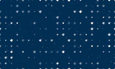 Obraz premium Seamless background pattern of evenly spaced white teapots of different sizes and opacity. Vector illustration on dark blue background with stars