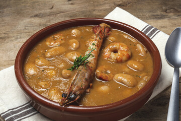 Homemade White Bean Stew with Prawns