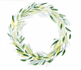 Green watercolor wreath