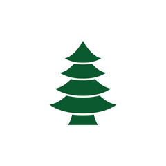 Green tree black icon, flat design style. Spruce vector silhouette decaration.