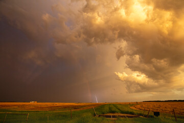 Obraz na płótnie Canvas Prairie Storm Clouds Sunset