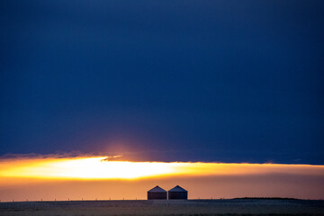 Fototapeta na wymiar Prairie Storm Clouds Sunset
