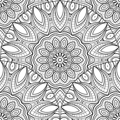 Vector Seamless Monochrome Pattern. Printable Coloring Pages. Hand Drawn Decorative Squama