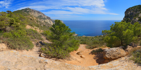 Fototapeta na wymiar View from the South West of Ibiza island in Spain