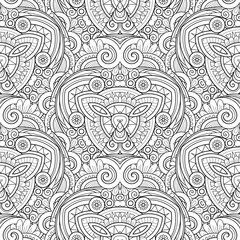 Vector Seamless Monochrome Pattern. Printable Coloring Pages. Hand Drawn Decorative Squama