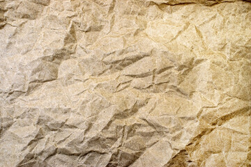 Background made of crumpled eco-friendly paper. Empty space
