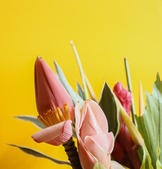 tulips on a yellow background