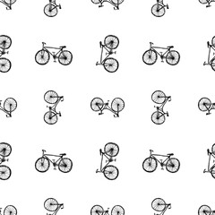 Obraz premium Seamless background of drawn old bicycles
