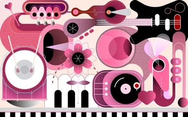 Gordijnen Abstract muzikaal ontwerp ©  danjazzia