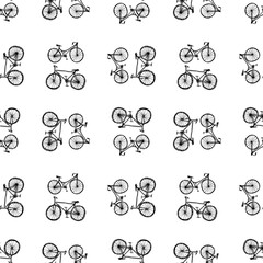 Seamless pattern of drawn bicycles