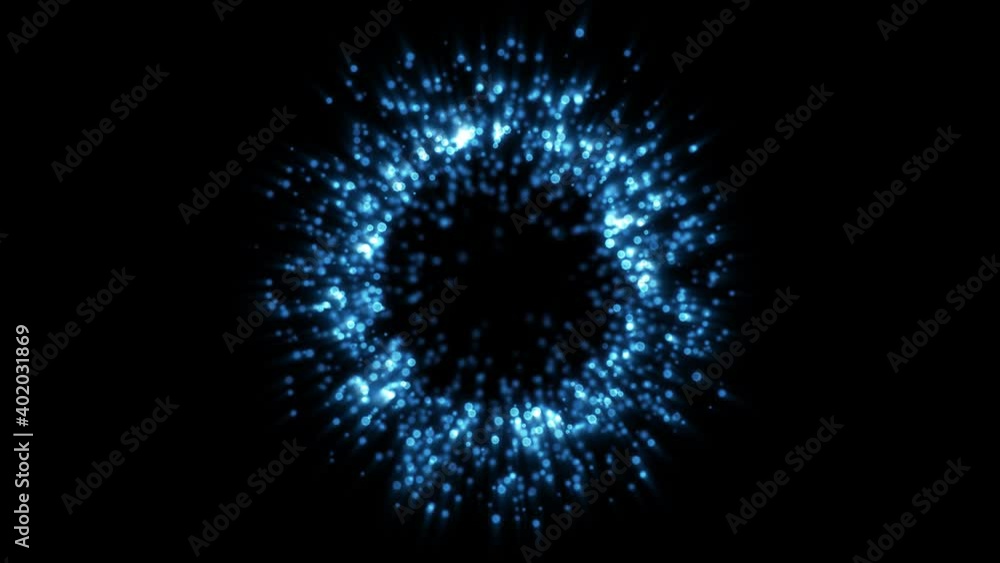 Poster abstract glowing circle with fractal shining particles/ 4k animation of an abstract glowing and shin