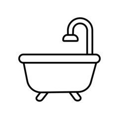 tub with shower bathroom line icon