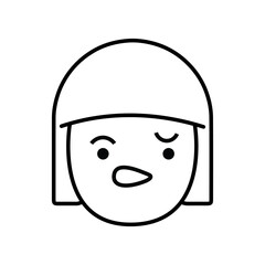 Girl Angry face line icon