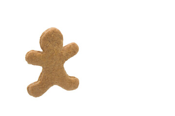 Christmas gingerbread cookie isolated on white background. Space for text