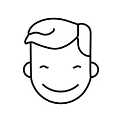 Boy smiling face line icon