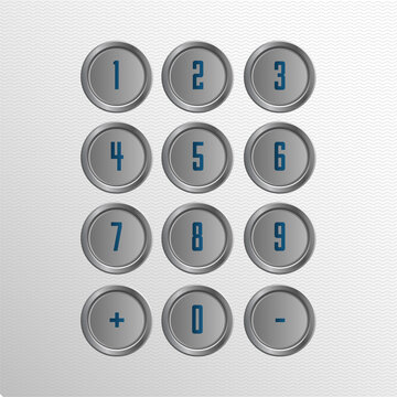 Vector sketch elevator buttons and panel Controls. Vector illustration isolated on white background.