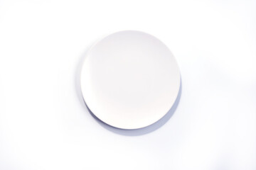 Empty Matte White plate isolated on white background top view