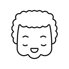 Granny smiling and content face line icon