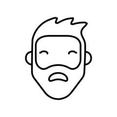 Upset Face of a man line icon