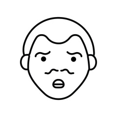 The man worried face line icon