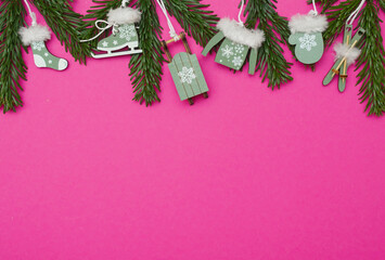 Winter and christmas background in pink