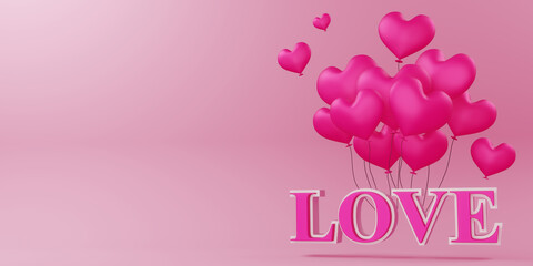 Valentine concept background, Love card, 3d rendering.