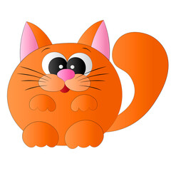 Cute cartoon orange happy cat with whisker