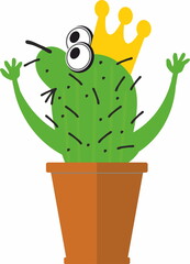 Cute succulent or cactus plant in ceramic pot in crown 