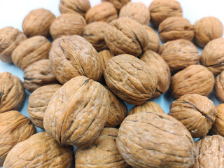 background of walnuts , walnuts close up