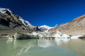 Mountain lake landscape. Grossglockner High Alpine Road in Austria, close to Kaiser Franz Josef...