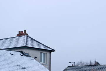 Snowy Rooftops with a white sky backdrop