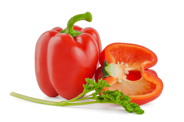 Bulgarian sweet red pepper isolated on white background