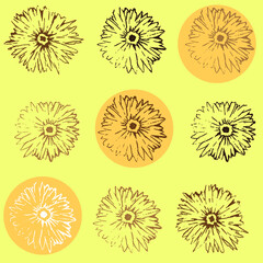 pattern with flowers on yellow background