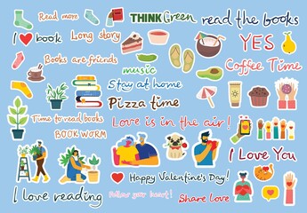 Sign stickers and symbols for organized your diary. Template for scrapbooking, wrapping, wedding invitation, notebooks, diary.