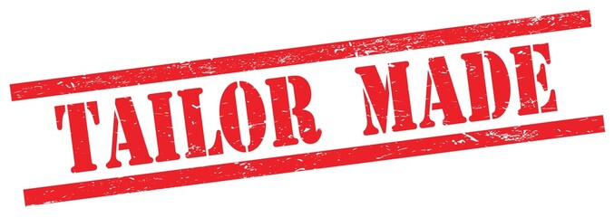 TAILOR  MADE text on red grungy rectangle stamp.