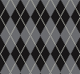 Seamless vector geometric pattern knitted black and white