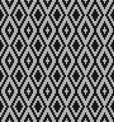 Seamless vector geometric pattern knitted black and white