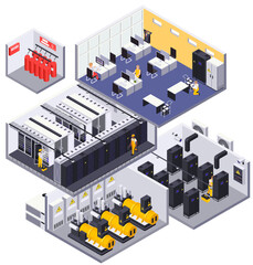 Obraz premium Data Center Isometric Concept