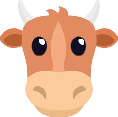 Vector illustration of the face of a cow cartoon