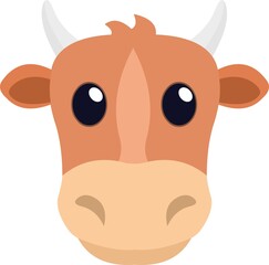 Vector illustration of the face of a cow cartoon