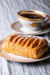 cherry pastry with icing sugar