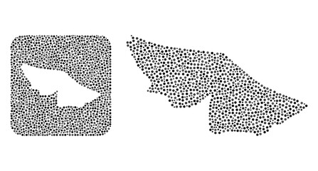 Map of Acre State collage designed with round dots and subtracted space. Vector map of Acre State collage of round dots in different sizes and silver color tones. Designed for education proclamations.
