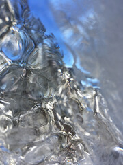 Close-up view of a large icicle