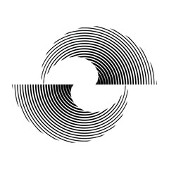 Lines in Circle Form . Spiral Vector Illustration .Technology round. Wave Logo . Design element . Abstract Geometric shape .