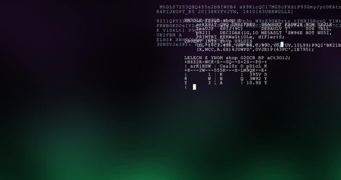 Abstract background with random code. Corrupted code appear on background. Hacking activities and Cyber security issues