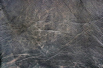 black leather texture worn with wrinkles - flat surface background